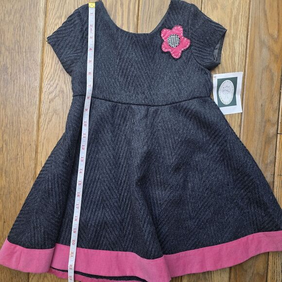 Isabel Garreton Girl's 4 Gray Pink Wool Blend Short Sleeve Knee Length Dress - Picture 13 of 14